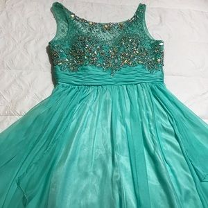 Elegant Mint Prom Dress Lace